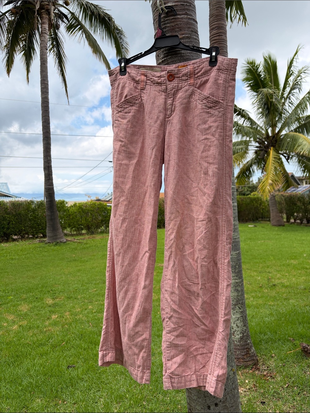 Pilcro and the Letterpress Dusty Rose Wide-Leg Linen Pants